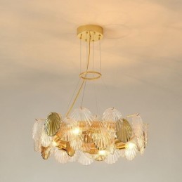 Moderné mušľové sklenené lusterové svetlá jedáleň