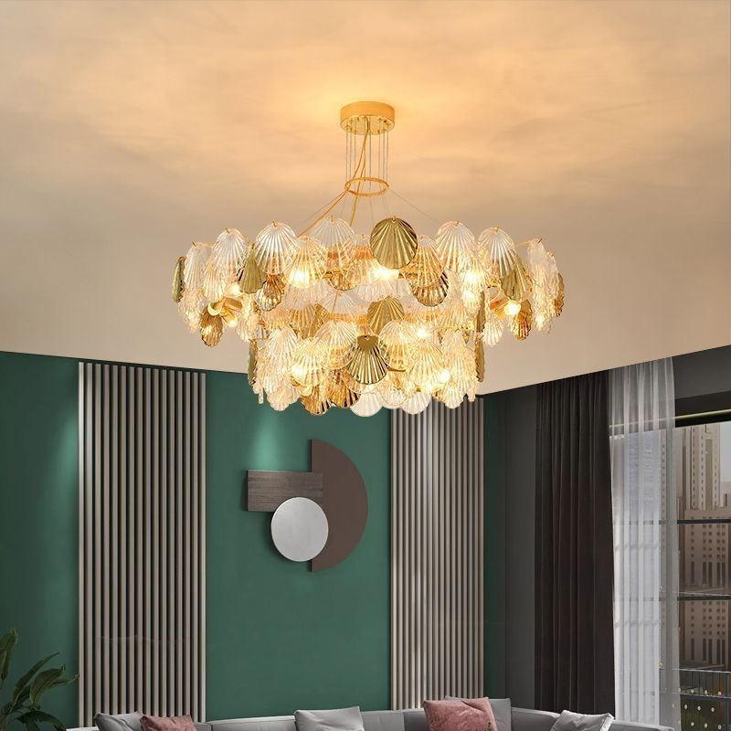 Moderné mušľové sklenené lusterové svetlá jedáleň