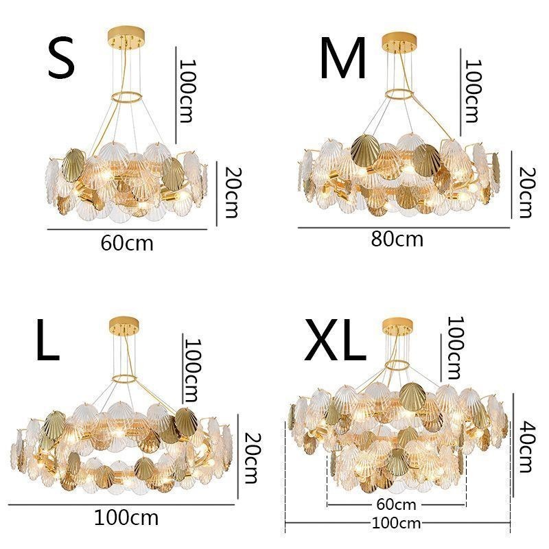 Moderné mušľové sklenené lusterové svetlá jedáleň