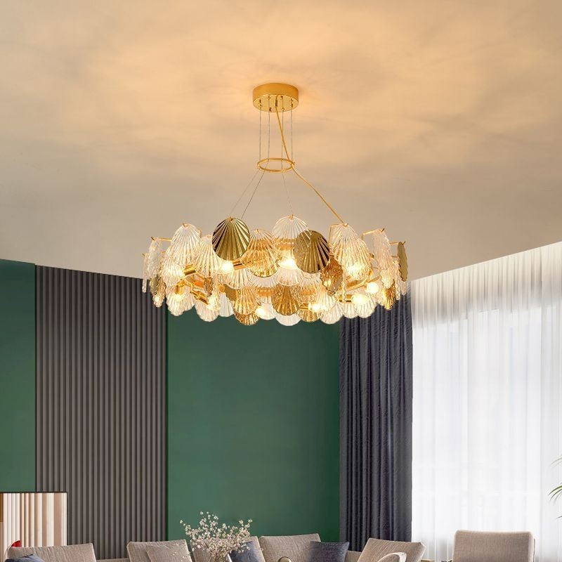 Moderné mušľové sklenené lusterové svetlá jedáleň