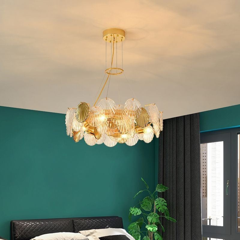 Moderné mušľové sklenené lusterové svetlá jedáleň