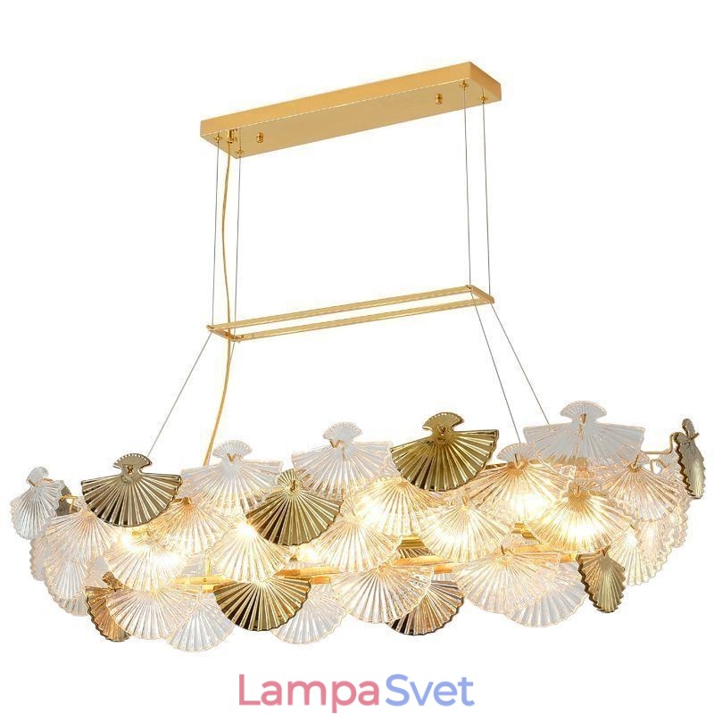 Umelecký luster v tvare vejára z európskeho skla