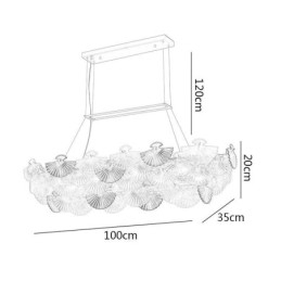 Umelecký luster v tvare vejára z európskeho skla