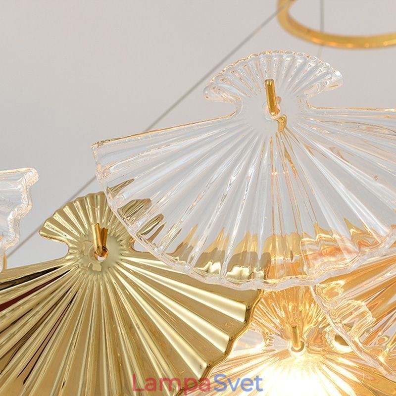 Umelecký luster v tvare vejára z európskeho skla