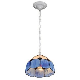 Luster Mini Style Country Garage biela + modré sklenené svetlá