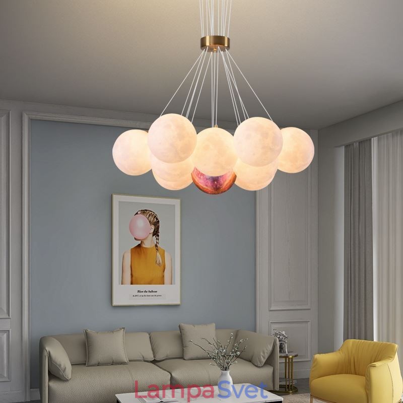 Luster Moon Bubble Modern 3D Print Balls Závesná lampa