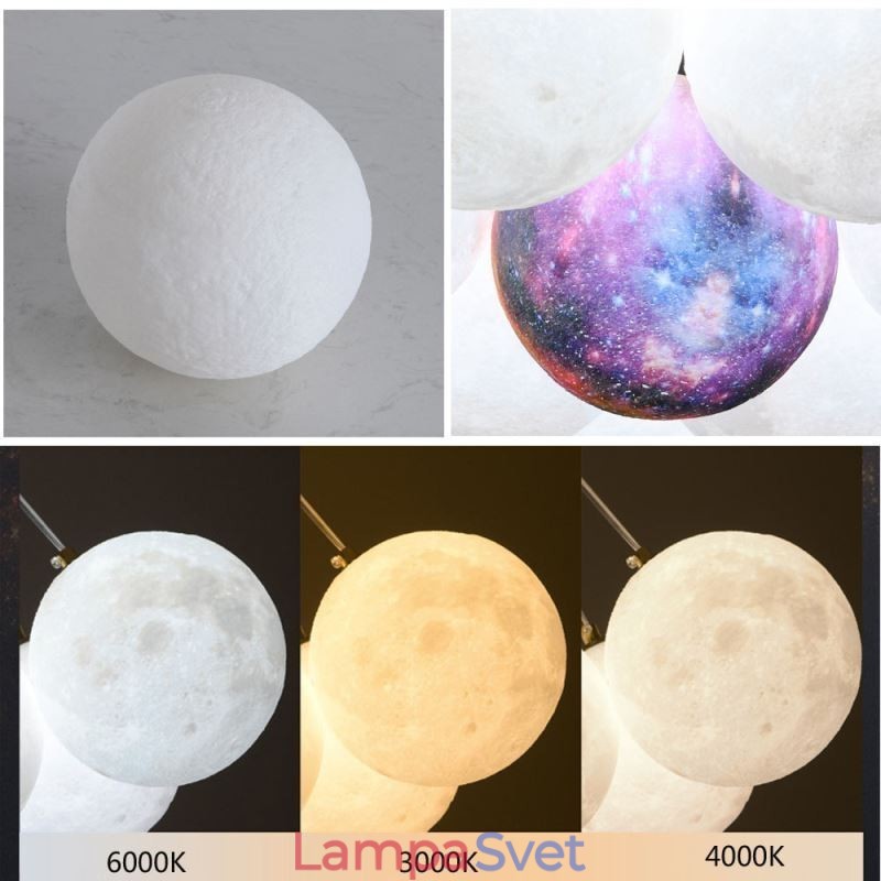 Luster Moon Bubble Modern 3D Print Balls Závesná lampa
