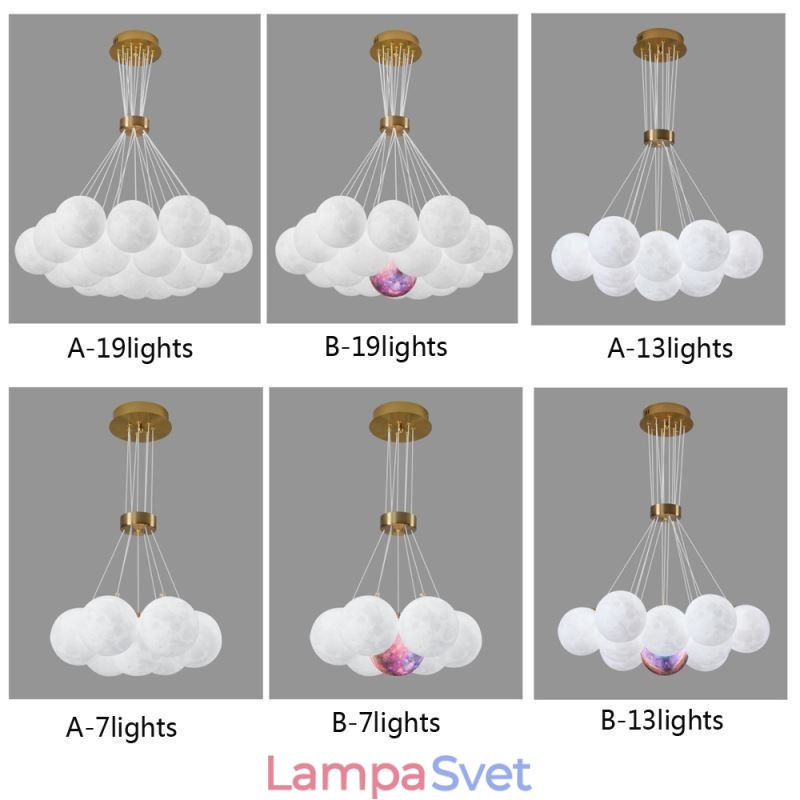 Luster Moon Bubble Modern 3D Print Balls Závesná lampa