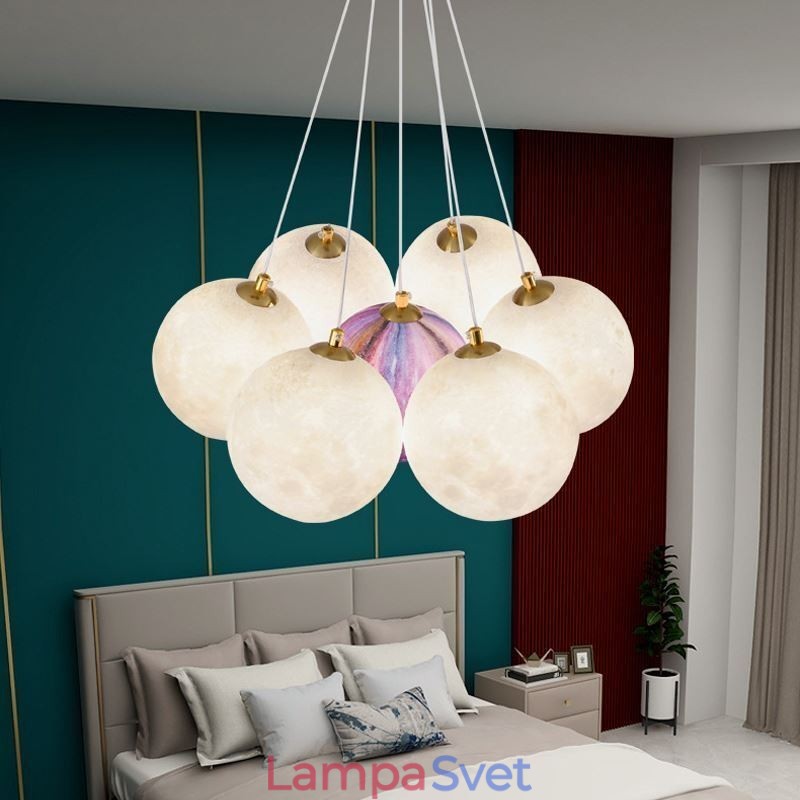 Luster Moon Bubble Modern 3D Print Balls Závesná lampa