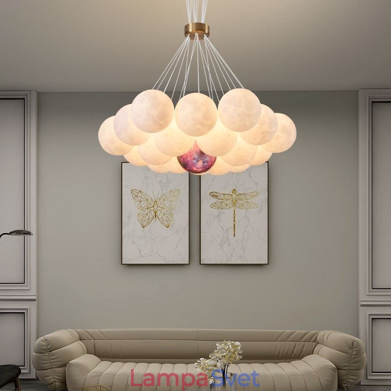 Luster Moon Bubble Modern 3D Print Balls Závesná lampa