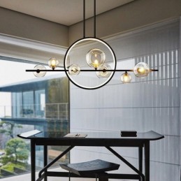 Moderný kovový luster Závesná lampa s bublinkami z číreho skla