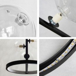 Moderný kovový luster Závesná lampa s bublinkami z číreho skla