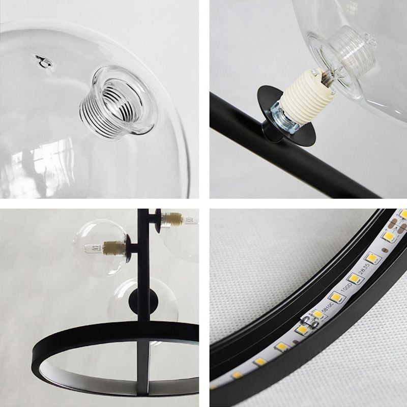 Moderný kovový luster Závesná lampa s bublinkami z číreho skla