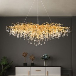 Luxusný krištáľový luster zlatá moderná stropná závesná lampa jedáleň