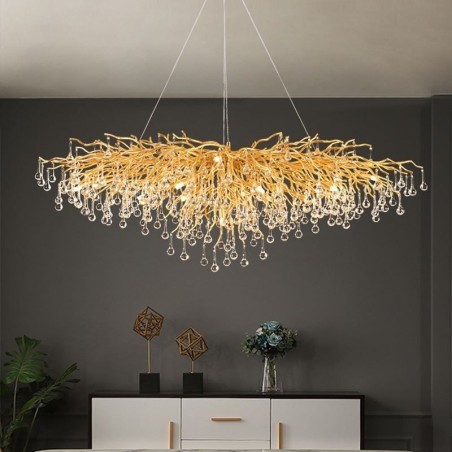 Luxusný krištáľový luster zlatá moderná stropná závesná lampa jedáleň Luxusný krištáľový luster zlatá moderná stropná závesná lampa jedáleň