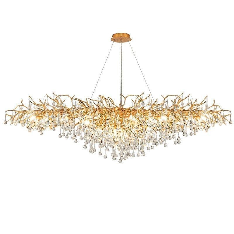 Luxusný krištáľový luster zlatá moderná stropná závesná lampa jedáleň
