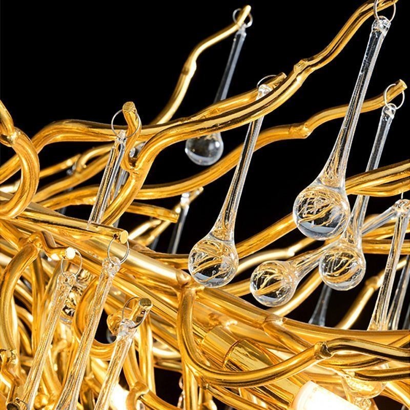 Luxusný krištáľový luster zlatá moderná stropná závesná lampa jedáleň
