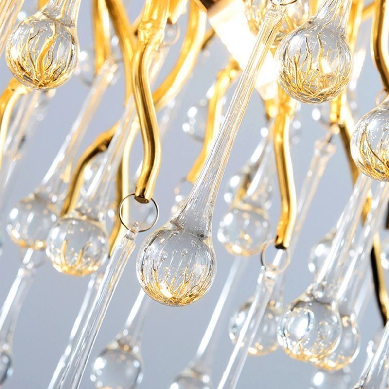 Luxusný krištáľový luster zlatá moderná stropná závesná lampa jedáleň