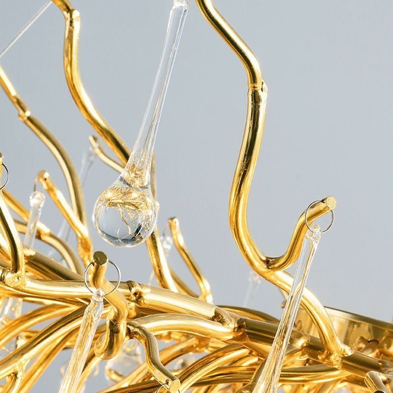 Luxusný krištáľový luster zlatá moderná stropná závesná lampa jedáleň