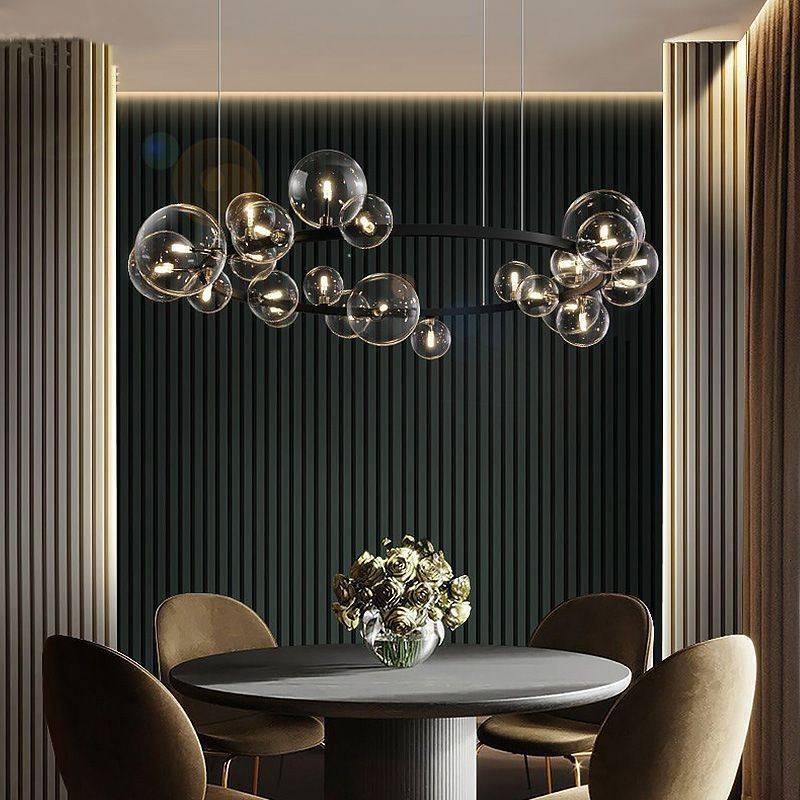 Moderný kreatívny kovový luster z priehľadného skla bublinková lampa