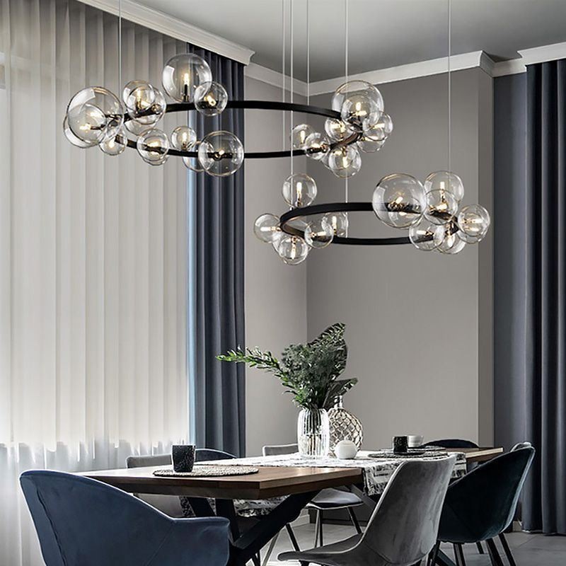 Moderný kreatívny kovový luster z priehľadného skla bublinková lampa