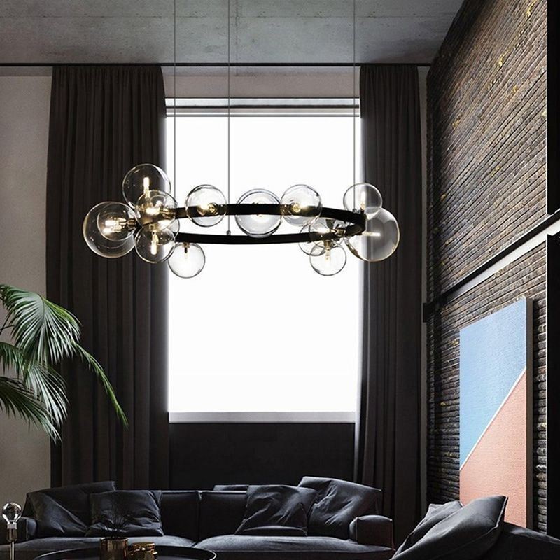 Moderný kreatívny kovový luster z priehľadného skla bublinková lampa