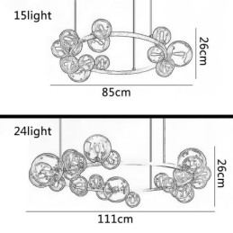 Moderný kreatívny kovový luster z priehľadného skla bublinková lampa