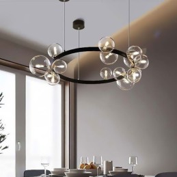 Moderný kreatívny kovový luster z priehľadného skla bublinková lampa