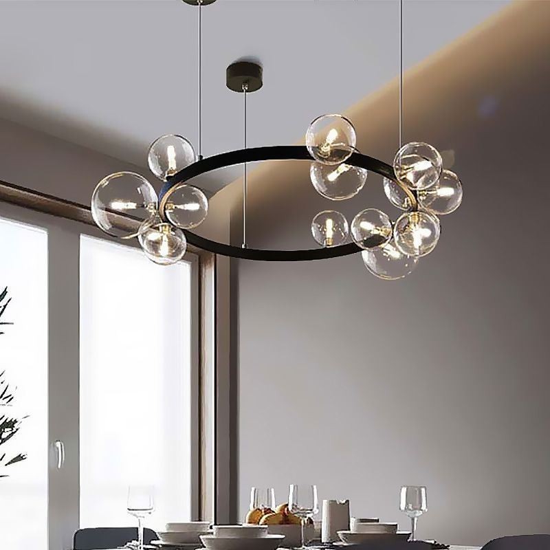 Moderný kreatívny kovový luster z priehľadného skla bublinková lampa