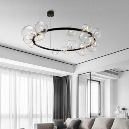 Moderný kreatívny kovový luster z priehľadného skla bublinková lampa