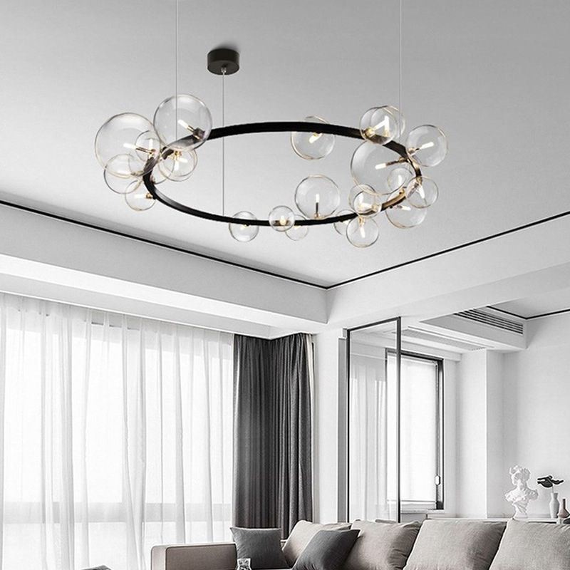 Moderný kreatívny kovový luster z priehľadného skla bublinková lampa