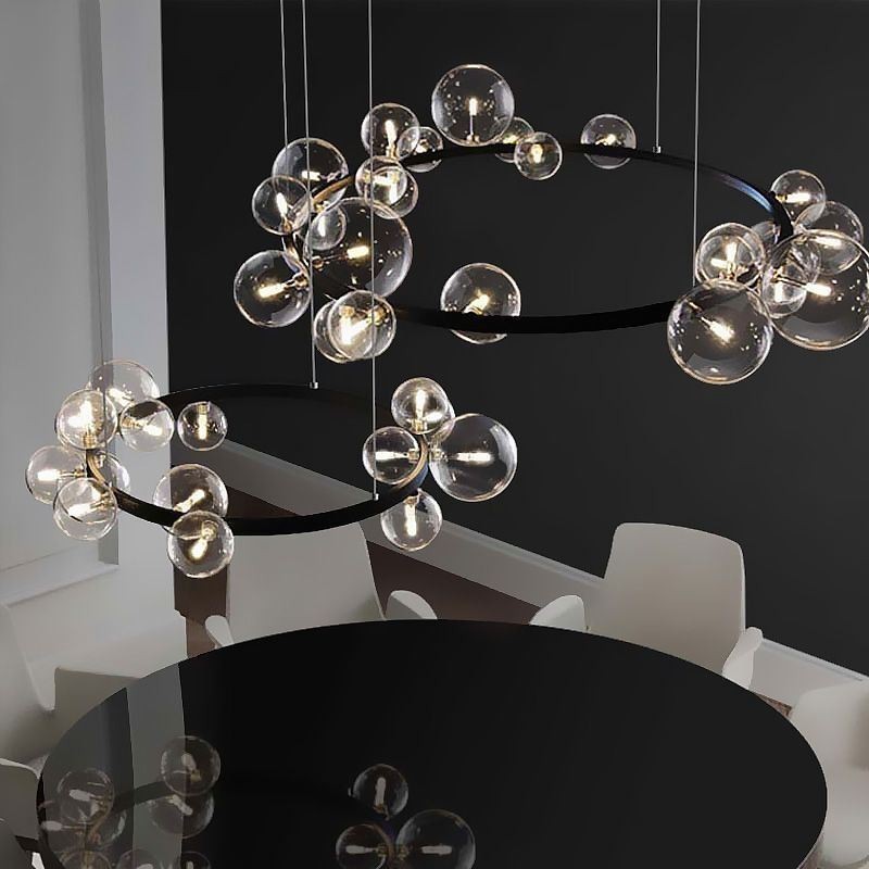 Moderný kreatívny kovový luster z priehľadného skla bublinková lampa
