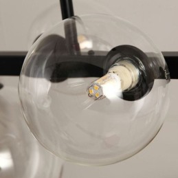 Moderné sklenené bublinkové závesné svietidlá s dlhým čiernym držiakom