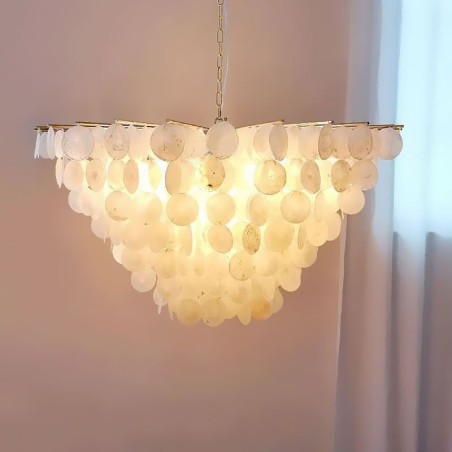 Prírodný mušľový luster Okrúhle vrstvené závesné svietidlo Prírodný mušľový luster Okrúhle vrstvené závesné svietidlo