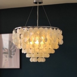 Závesný okrúhly vrstvený luster Capiz Shell Light Natural