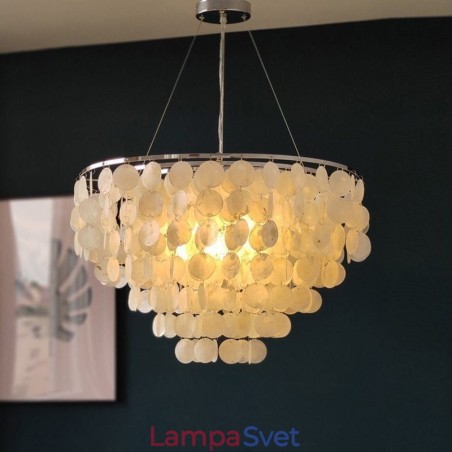 Závesný okrúhly vrstvený luster Capiz Shell Light Natural Závesný okrúhly vrstvený luster Capiz Shell Light Natural