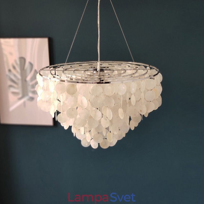 Závesný okrúhly vrstvený luster Capiz Shell Light Natural