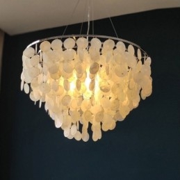 Závesný okrúhly vrstvený luster Capiz Shell Light Natural