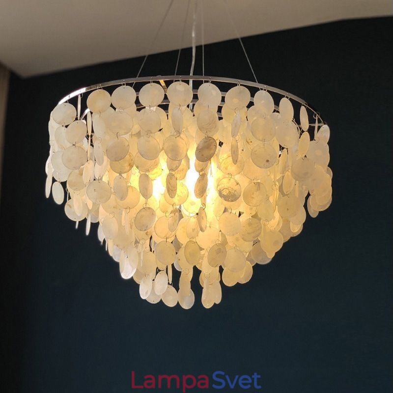 Závesný okrúhly vrstvený luster Capiz Shell Light Natural