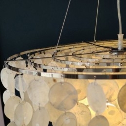 Závesný okrúhly vrstvený luster Capiz Shell Light Natural
