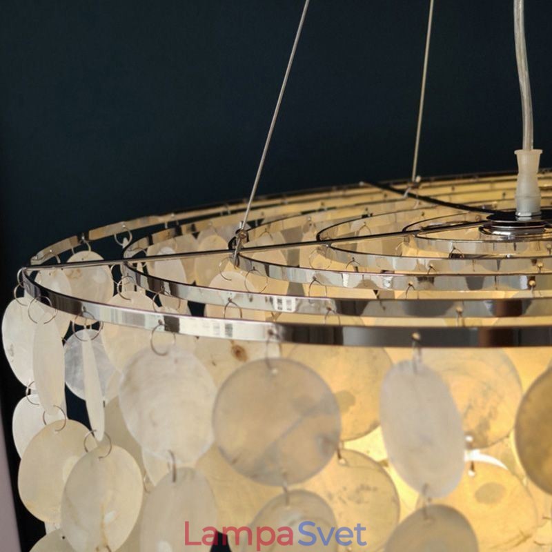 Závesný okrúhly vrstvený luster Capiz Shell Light Natural