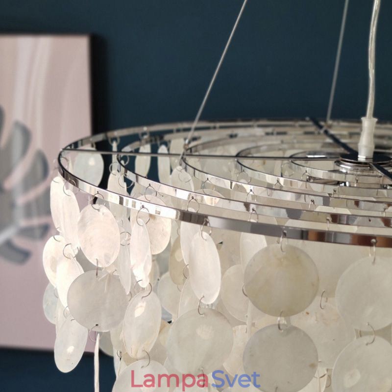 Závesný okrúhly vrstvený luster Capiz Shell Light Natural