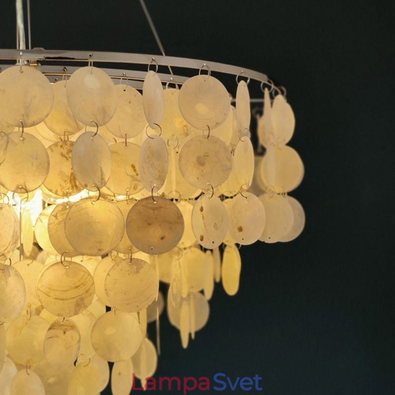 Závesný okrúhly vrstvený luster Capiz Shell Light Natural
