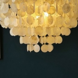Závesný okrúhly vrstvený luster Capiz Shell Light Natural