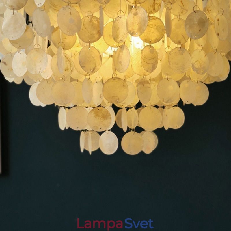 Závesný okrúhly vrstvený luster Capiz Shell Light Natural