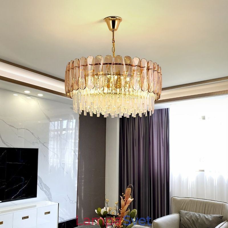 Luxusné závesné svietidlo Crystal Gold stropné svietidlo