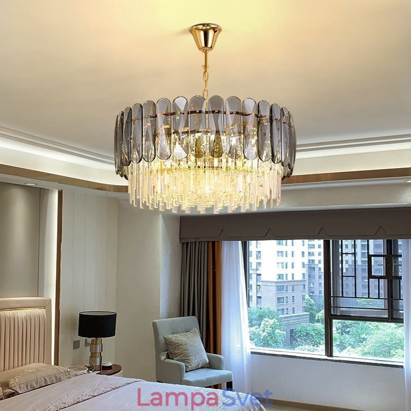 Luxusné závesné svietidlo Crystal Gold stropné svietidlo
