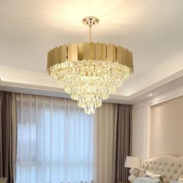 Moderné elegantné krištáľové závesné kužeľové stropné svietidlo