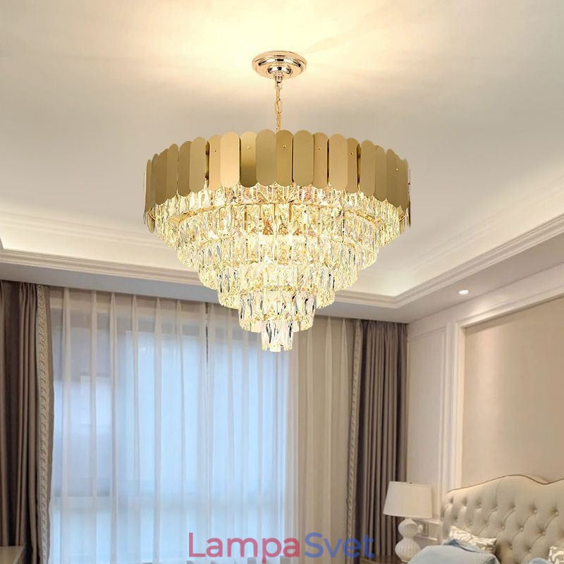 Moderné elegantné krištáľové závesné kužeľové stropné svietidlo