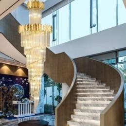 Európsky závesný krištáľový krištáľový závesný svetelný schodište Foyerway